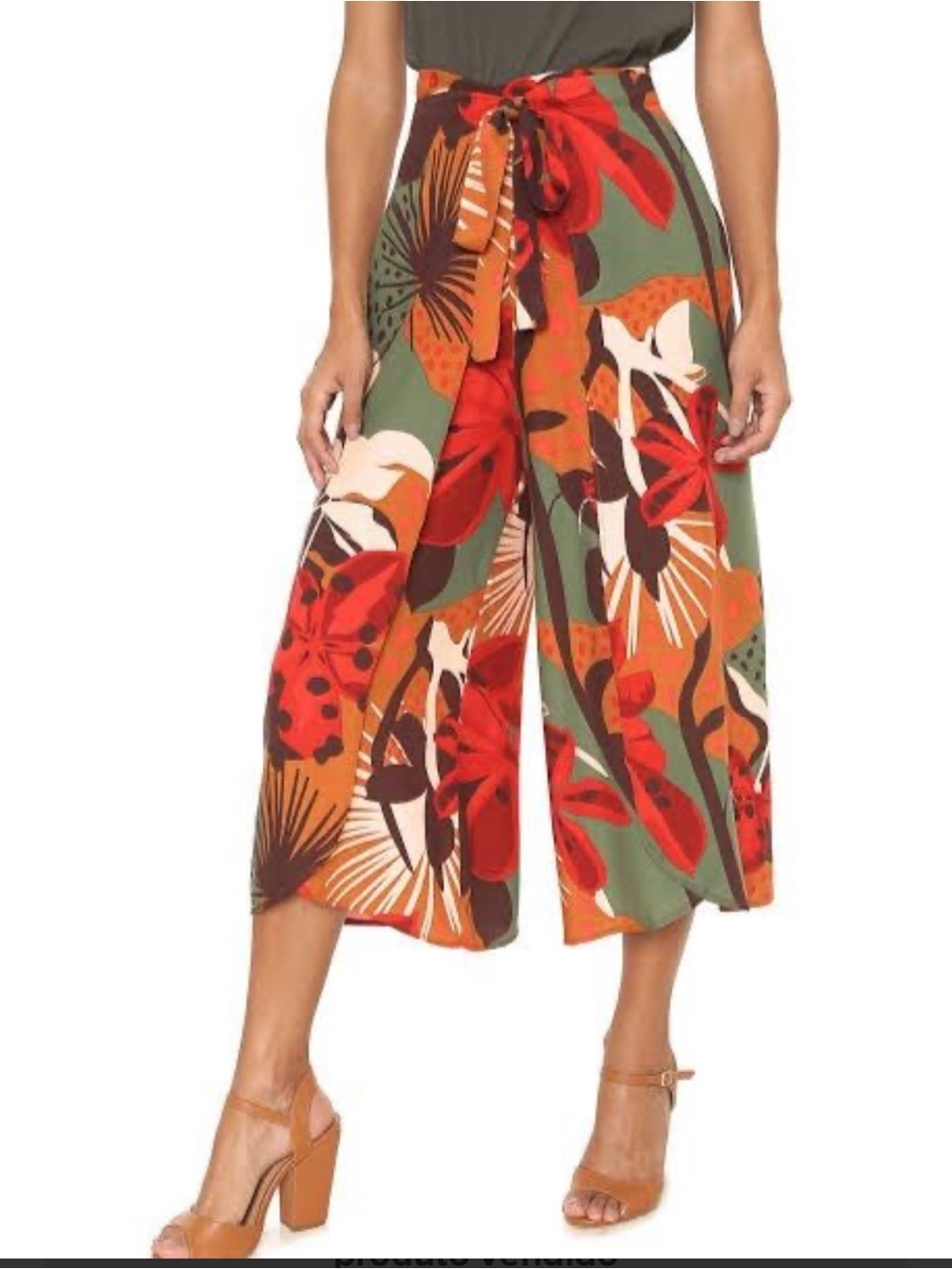 CANTAO tropical multicoloured floral wide leg wrap around pareo pants summer